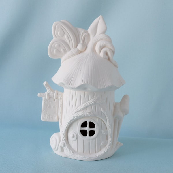 Ceramic Bisque - Butterfly Fairy house - Unfinished ceramics - DIY painting project