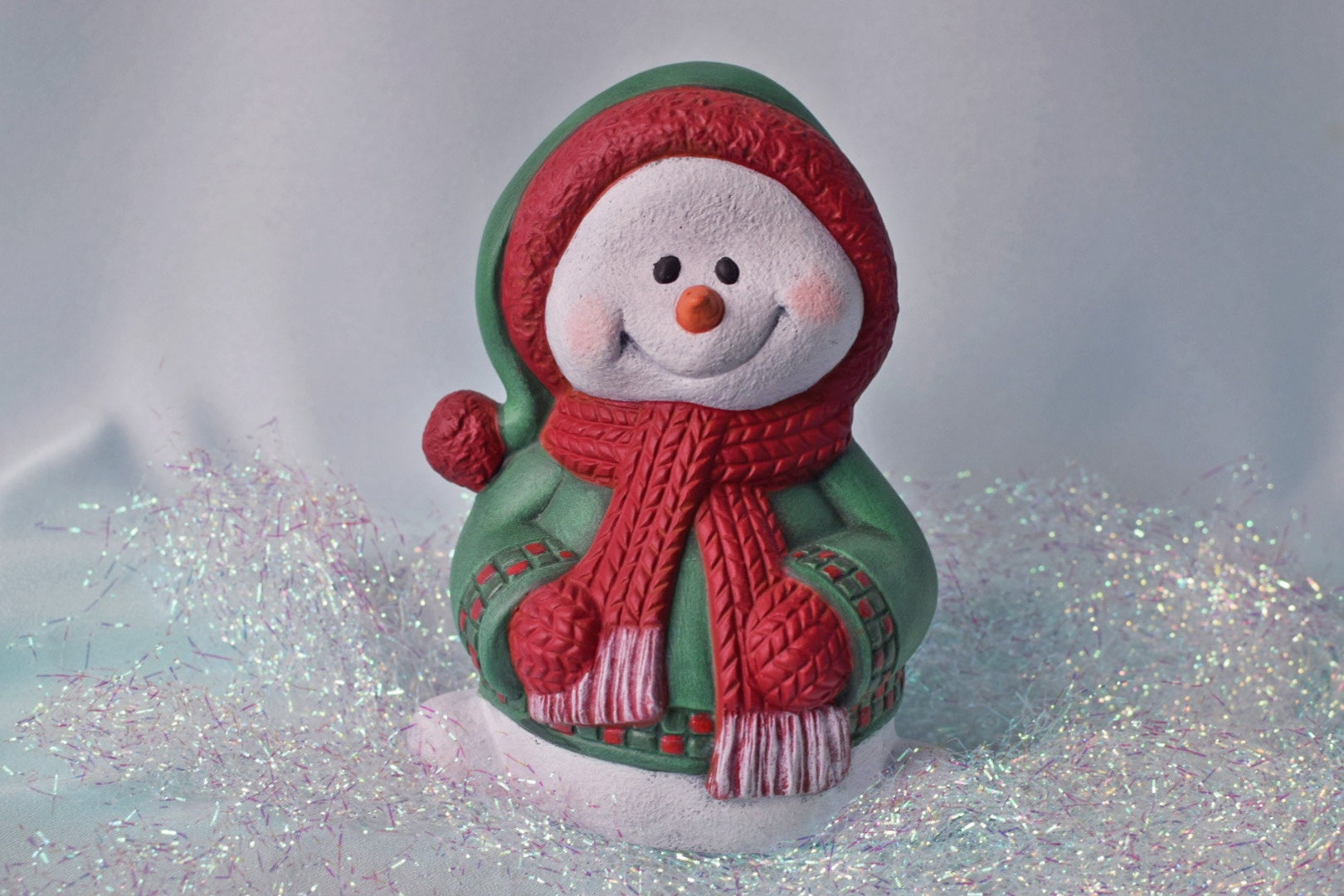 Ceramic Christmas Snowman - Classic Red and Green - Etsy