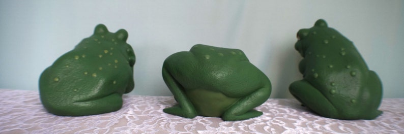 Speak No Evil Frog Yard Art Frog Patio Decor Gardening Decor Cute Ceramic Frog Frog with warts Quiet Frog Set of three image 3