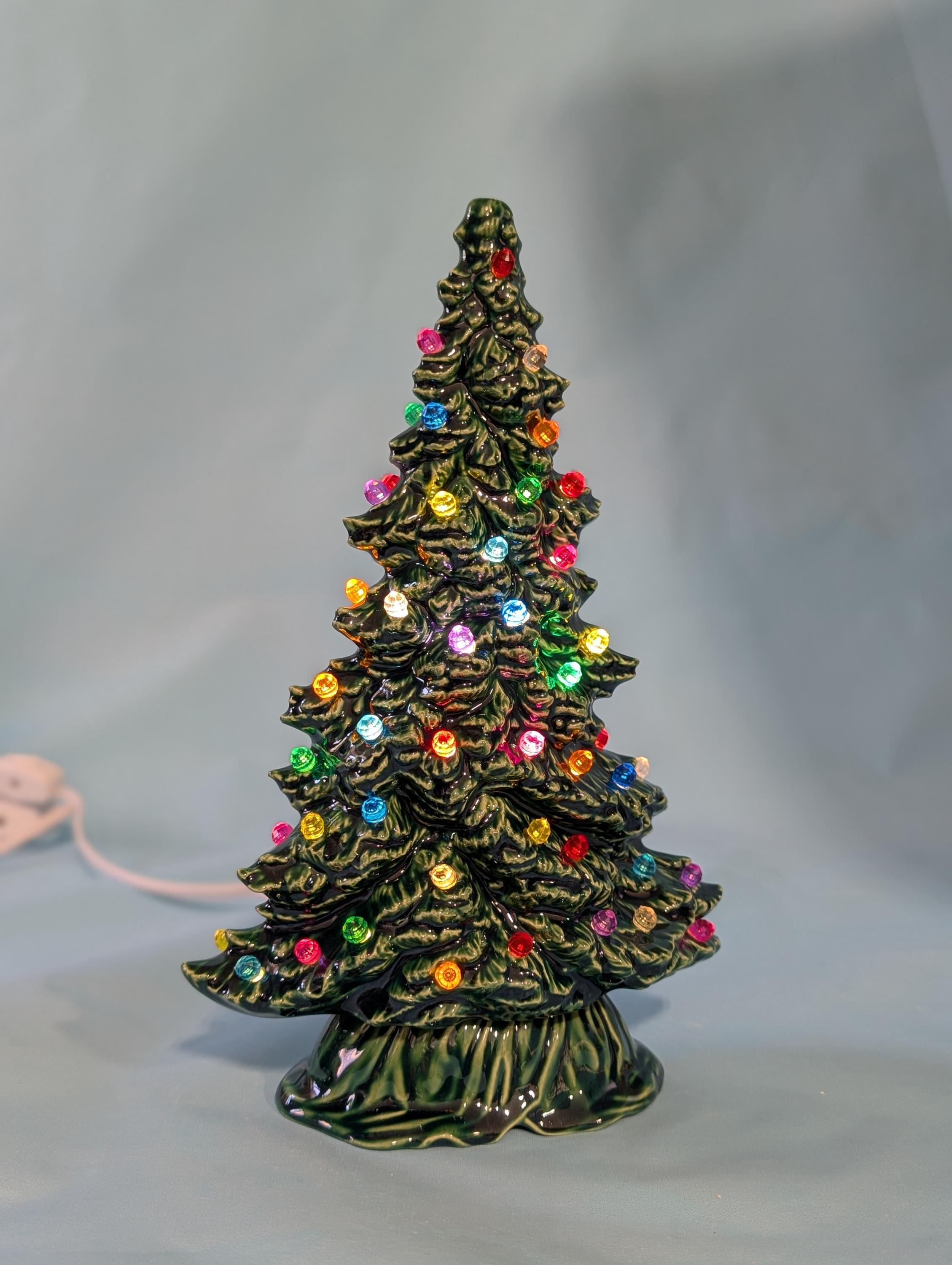 9.75 Inch Tampa Bay Ceramic Christmas Tree - Multicolor Lights Low