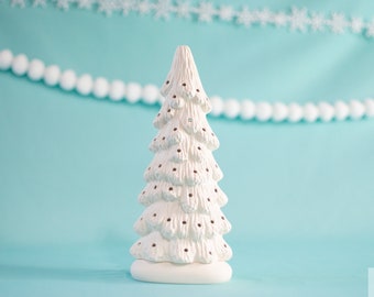 9-inch Slim Ceramic Christmas Tree Bisque - DIY Paintable Vintage-Style Holiday Decoration