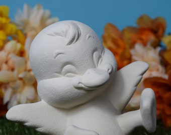 Bisque Little Happy Duckling 5in | Easter Duckling | Happy Little Duck | Ready to Paint | DIY