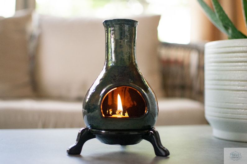 Lareira rústica de cerâmica: porta-velas e incensos estilo boho para jardim, pátio e decoração cottagecore. imagem 1