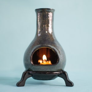 Ceramic Glazed Chimnea Small Candle Holder Boho Incense Holder Rustic Garden Accent Father's Day Gift Cottagecore Decor image 5