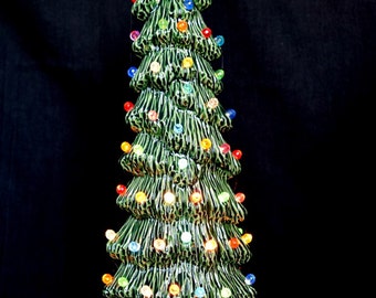 Slim Christmas Tree - Vintage Christmas Decor - Traditional Center Piece - Village Tree - 13 inches - Christmas Decorations