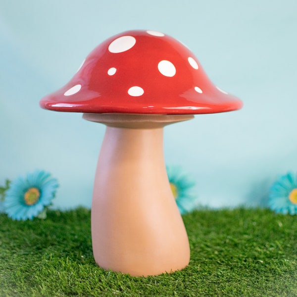 Gigantic Garden Mushrooms | Large Mushroom Caps | Red Polka Dots | Boho Cottagecore Mushroom Yard Art |Select Your Style