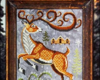 REINDEER, by A year in the woods, part 12, Cottage Garden Samplings. Plus the 8 DMC floss