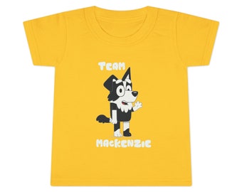 Bluey "Team Mackenzie" toddler t-shirt (white text)