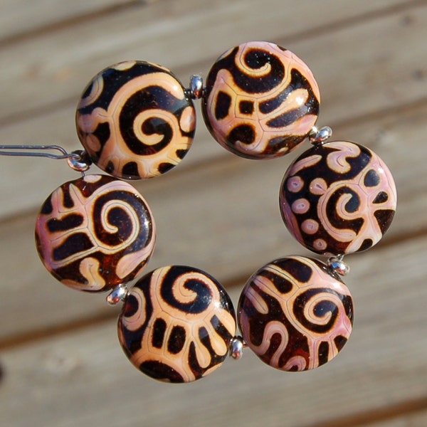 Safari - K O Lampwork - 6 Beads