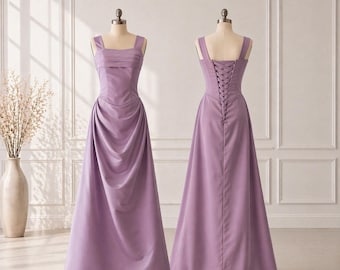 Vestido de fiesta de satén en más de 130 colores |S1006|Rosa empolvado| Vestido largo formal | Atuendo para el baile de graduación 2026|Personalizado|vintage|y2k|años 80|años 90|años 2000