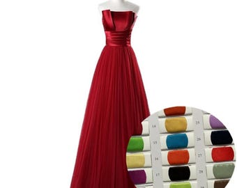 Maßgeschneidertes Ballkleid aus Satin-Tüll in über 130 Farben | Weinrot | S1004 | Langes Abendkleid | Abschlussball-Outfit 2026 | Vintage | Y2K | 80er | 90er | 2000er