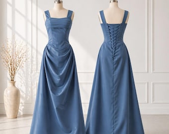 Prom Dress Satin in 130+ Colors |S1006|Dusty Blue| Long Formal Gown | 2026 Graduation Ball Outfit|Custom|vintage|y2k|80s|90s|2000s