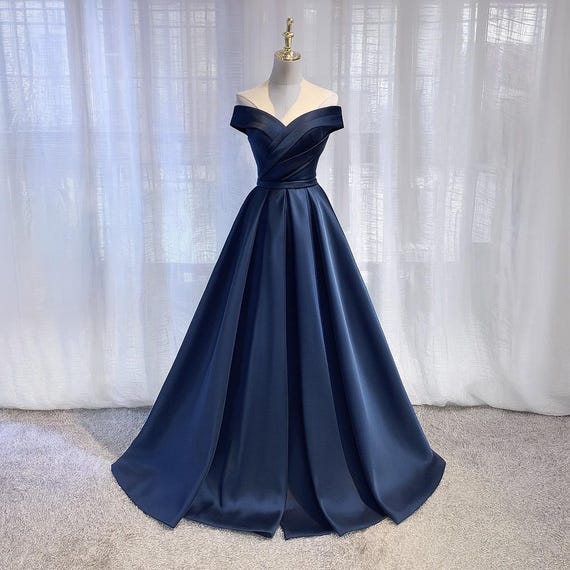 Prom Dress Satin in 130+ Colors |S1001|Navy| Long Formal Gown | 2025 Graduation Ball Outfit|Custom|vintage|y2k|80s|90s|2000s
