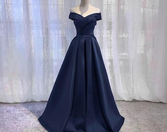 90s navy blue prom dress 90s Blue Prom Dress