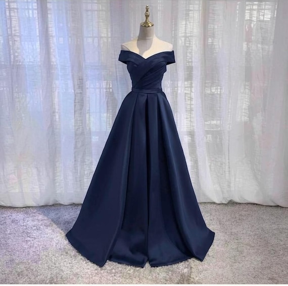 Prom Dress Satin in 130+ Colors |s1001|navy| Long Formal Gown | 2026  Graduation Ball Outfit|custom|vintage|y2k|80s|90s|2000s - Etsy