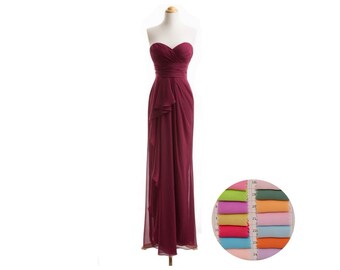 Bridesmaid Dress in 150+ Colors |Wine red|Burgundy| S038 long dress Chiffon | wedding Gown|Custom