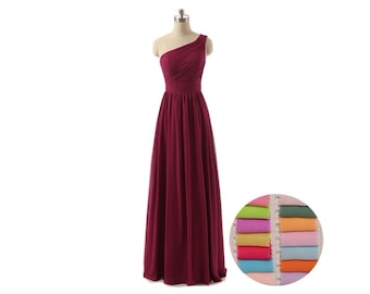 Bridesmaid Dress in 150+ Colors | Wine red|burgundy|S027 long dress Chiffon | wedding Gown|Custom
