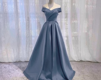 air force officer dress blues Zapaka Women Grey Blue Plus Size Prom Dress A Line Deep V Neck Formal Dress  with Embroidery
