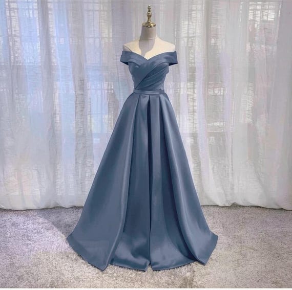 Prom Dress Satin in 130+ Colors |s1001|dusty Blue| Long Formal Gown | 2026  Graduation Ball Outfit|custom|vintage|y2k|80s|90s|2000s - Etsy