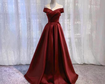 Prom Dress Satin in 130+ Colors |S1001|Wine red| Long Formal Gown | 2026 Graduation Ball Outfit|Custom|vintage|y2k|80s|90s|2000s