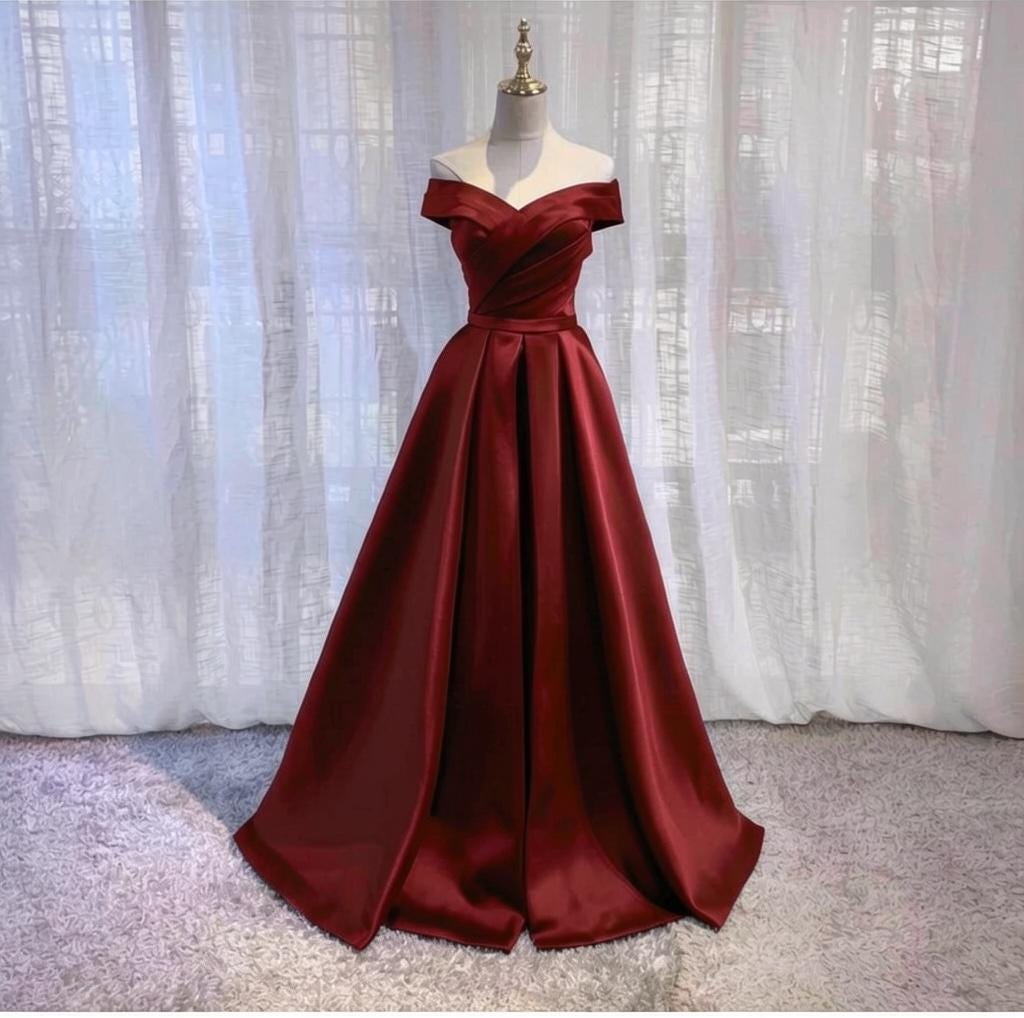 90s Prom Dress Dark Red - Etsy