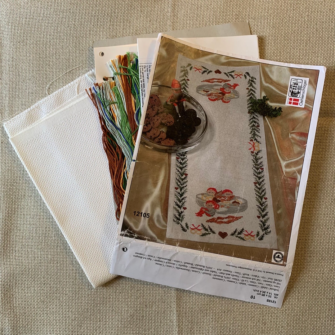 RARE Vintage Oehlenschlager Cross Stitch Kit - Table Runner- Christmas ...