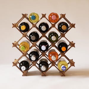 Custom Solid Wood Wine Rack // Wine Holder // Hosting Decor 3x3 (15 Bottles)