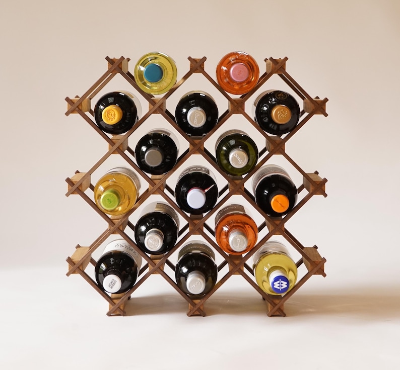 Custom Solid Wood Wine Rack // Wine Holder // Hosting Decor 3x3 (15 Bottles)