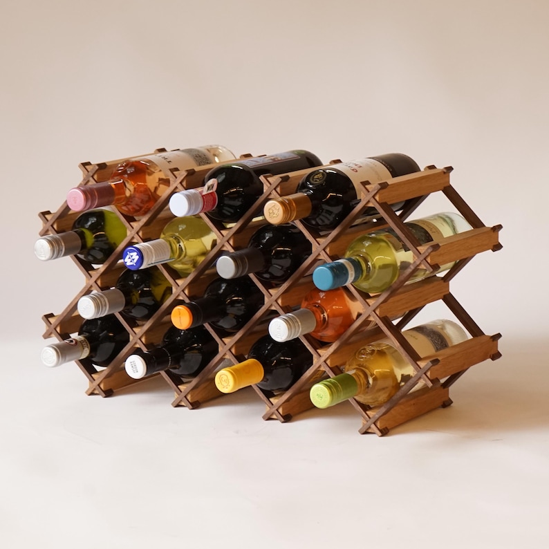 Custom Solid Wood Wine Rack // Wine Holder // Hosting Decor 4x2 (12/14 Bottles)