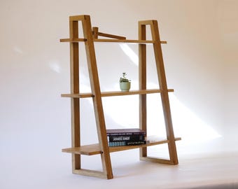 Handmade European Oak Shelving Unit: Custom Solid Wood Shelves