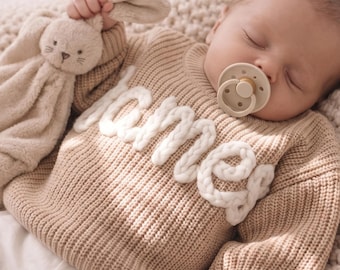 Personalized Baby Sweater With Name,Custom Toddler Sweaters,Hand embroidered baby sweater,Gift for Niece or Granddaughter or Daughter