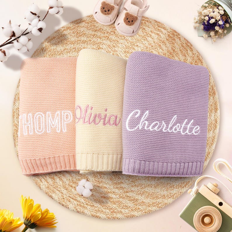Embroidered Name Blanket,personalized Baby Blanket,custom Name Blanket