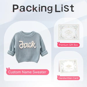 Personalized Baby Sweater With Name,Custom Toddler Sweaters,Hand embroidered baby sweater,Gift for Niece or Granddaughter or Daughter image 17