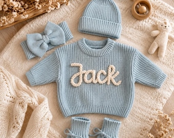 Personalized Baby Sweater With Name,Custom Toddler Sweaters,Hand embroidered baby sweater,Gift for Niece or Granddaughter or Daughter
