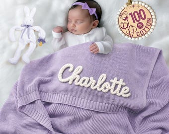 Baby Blanket with Name,Personalized Name Blanket,Embroidered Baby Blanket,Cotton Baby Blanket,Baby shower Gift,Newborn Baby Girl Gift
