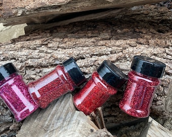 Roja Red Glitter Bundle – Hexagon Polyester Glitter (1 oz Each)
