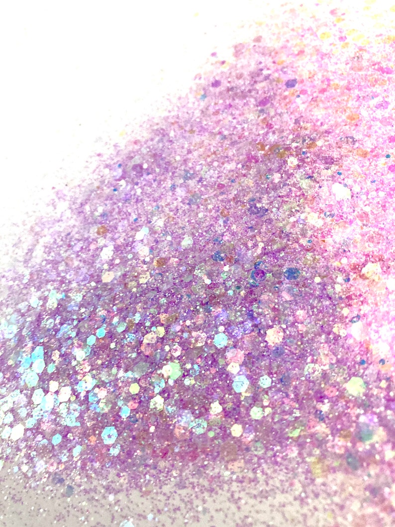 Fairy Dust Purple Pink Mix Polyester Glitter Hexagon Shaped Cut image 4