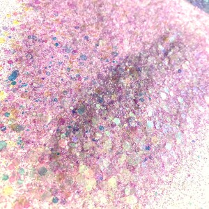 Fairy Dust Purple Pink Mix Polyester Glitter Hexagon Shaped Cut image 2