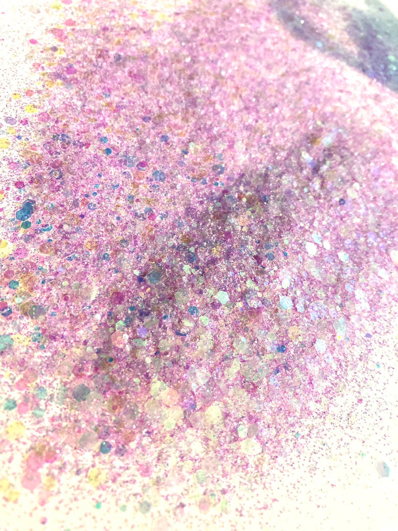 Fairy Dust Purple Pink Mix Polyester Glitter Hexagon Shaped Cut image 2