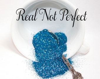Paradise Blue Glitter - Polyester, Hexagon, UltraFine 0.008" - Medium to Dark Blue with a Little Green.