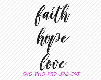 Faith Hope Love Silhouette Cricut SVG Archivo Digital Descargar