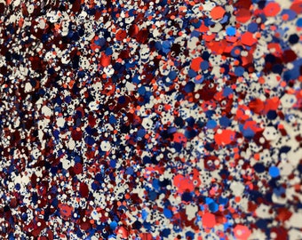 Firecracker Red, White, and Blue Mix Polyester Glitter Hexagon Shaped Cut