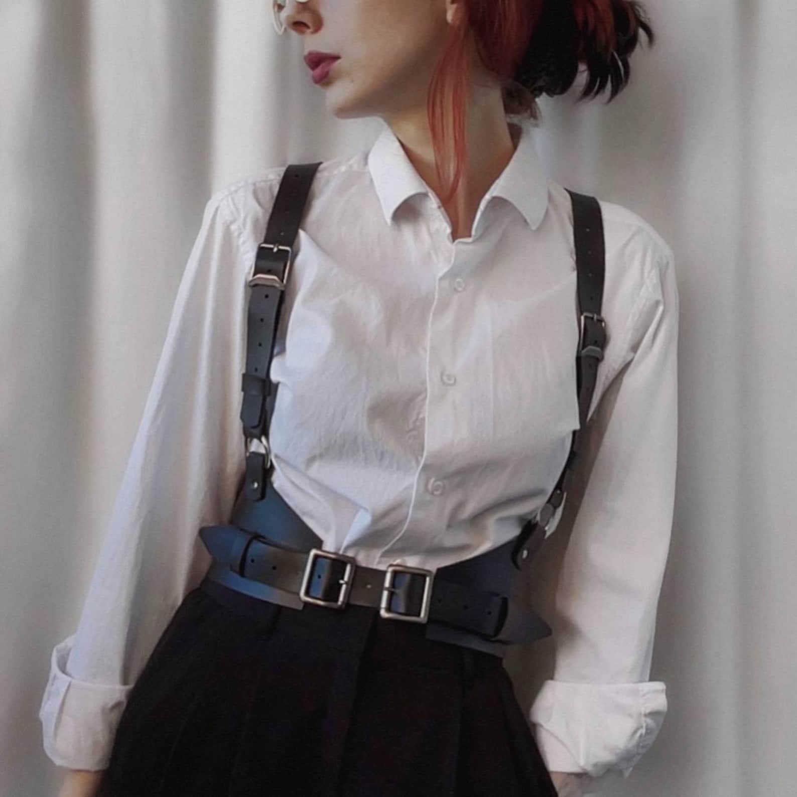 Leather Harness Women Goth Nicute LED Waist Haness Belt Fashion