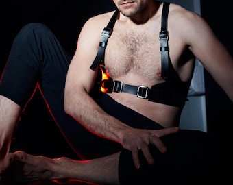 Vegan Leather Man Harness Belt: Adjustable Rave Accessory