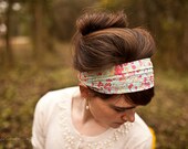 Cecily In Blue Flora Garlands of Grace Liberty Print Collection Headcovering hair scarf