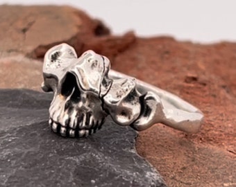 Part Skull. Zygomatic Bone Silver Ring.