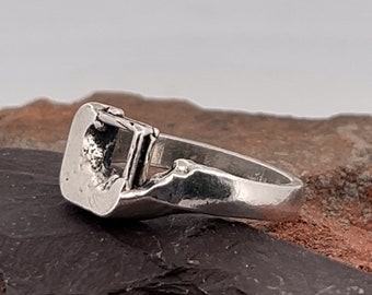 Reinforced Concrete. Silver Signet Distressed Ring.