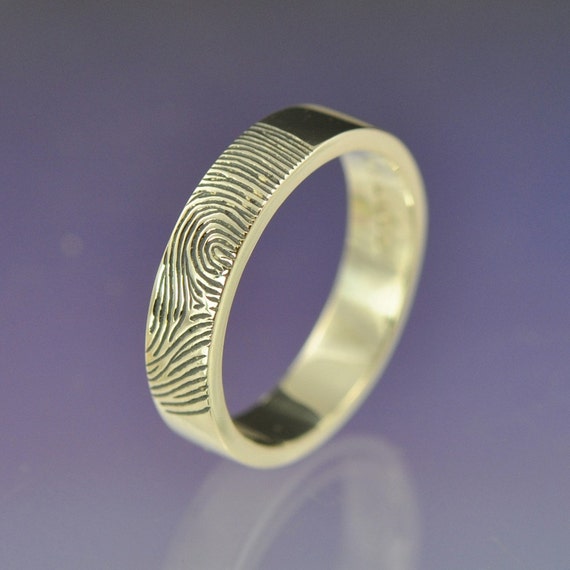 Personalised Fingerprint Ring. Your print hand engraved on a | Etsy