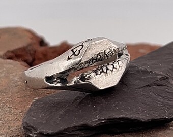 Crevice. Grunge Silver Signet Ring.