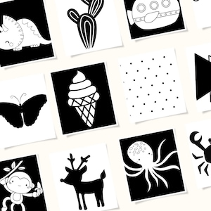 120 High Contrast Printable Cards for Babies. Sensory Black and White ...